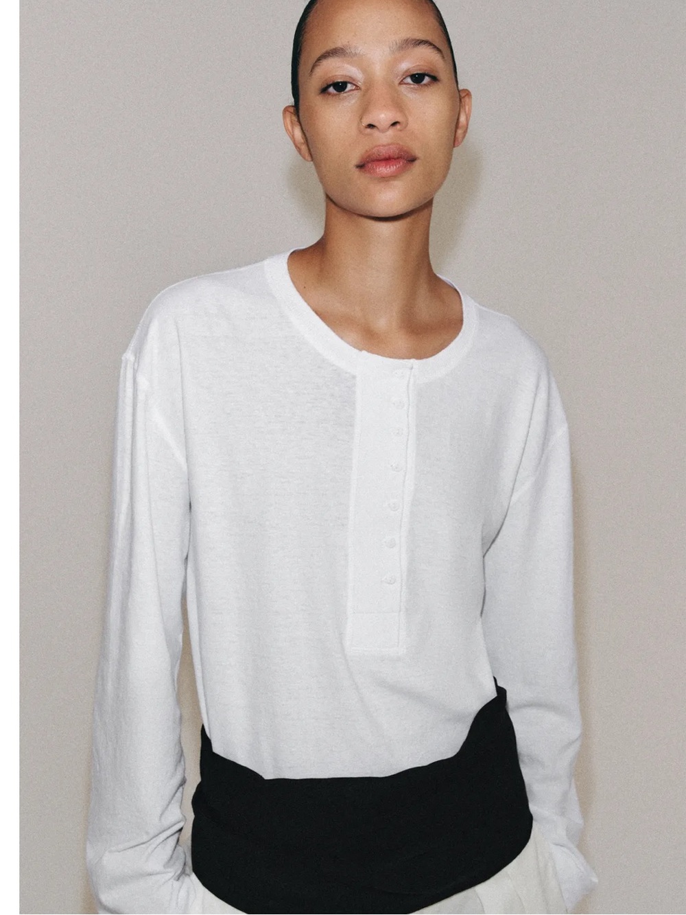 ZARA LINEN BLEND HENLEY SHIRT